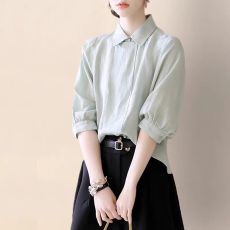 批发棉麻衬衫女夏季款短袖新款法式高级感别致上衣女气质百搭