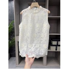 批发绣花蕾丝木耳领<b class='q'>背心</b>上衣女