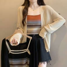 批发实拍~大码气质百搭针织背心+防晒开衫套装胖mm显瘦遮肉上衣