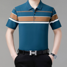 批发短袖polo衫男夏季薄款翻领大码宽松中年爸爸夏装T恤衫有口袋上衣