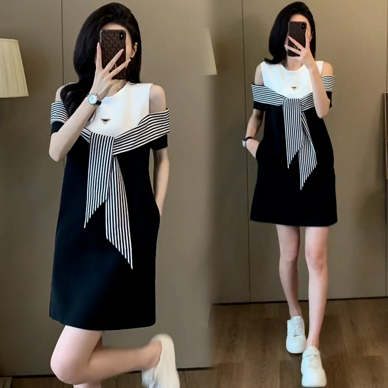 FA14052# 法式露肩假两...