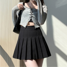 批发创峰松紧腰+加长+安全裤+拉链<b class='q'>百褶裙</b>jk夏短裙女百折裙松紧腰胖mm