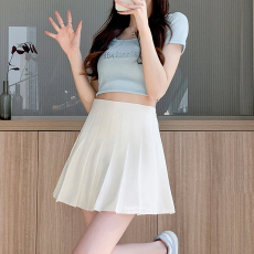 批发创峰松紧腰+加长+安全裤+拉链百褶<b class='q'>裙</b>jk夏短<b class='q'>裙</b>女百折<b class='q'>裙</b>松紧腰胖mm