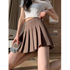 批发创峰松紧腰+加长+安全裤+拉链jk弹力松紧腰半身裙<b class='q'>女</b>a字小个子短裙