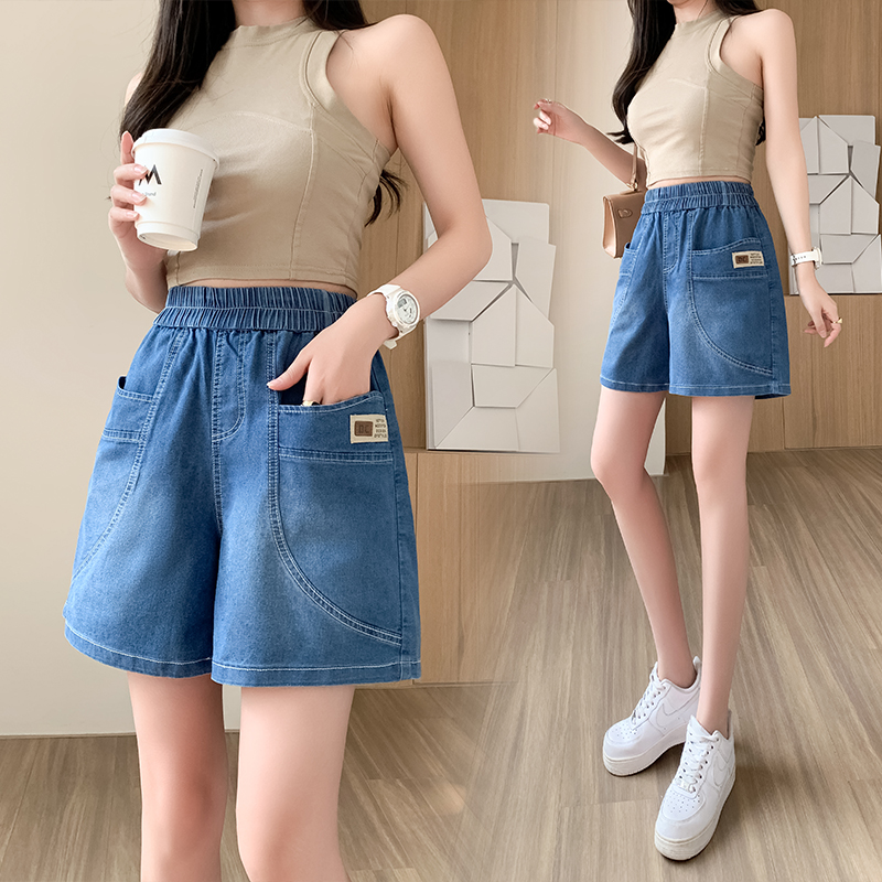 RY4061# 薄款牛仔短裤女2026新款夏季百搭时尚松紧高腰显瘦休闲宽松...