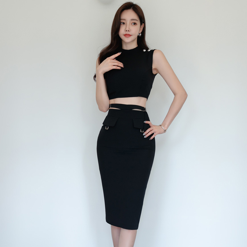 LN21834# 新款两件套夏季韩版修身短款小上衣时尚性感包臀裙套装女 服裝批發女裝批發服飾貨源