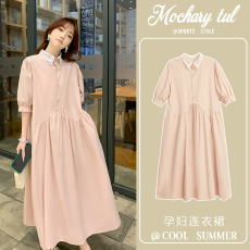 批发实拍新中式纯棉<b class='q'>孕妇</b><b class='q'>夏装</b>大码<b class='q'>宽松</b>连衣裙高级感解扣可哺乳裙子