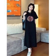 批发仿棉<b class='q'>牛奶</b><b class='q'>丝</b>#睡裙女夏季短袖大码200斤宽松中国风文化<b class='q'>连衣裙</b>可外穿