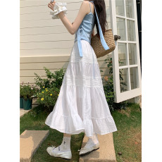 批发实拍实价2026春夏新款温柔风镂空拼接高腰气质百搭纯色A字<b class='q'>半身裙</b>