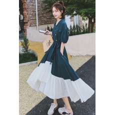 批发法式小众设计感连衣裙女夏2024新款气质显瘦不规则赫本风长裙