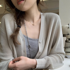 批发韩系纯色质感开衫2026年<b class='q'>夏</b>季款女装宽松显瘦长袖V领针织防晒衫