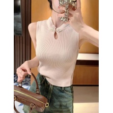 批发修身新中式国风盘扣无袖背心女2026夏季螺纹镂空内搭针织洋气小衫