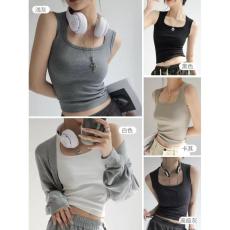 批发白色螺纹<b class='q'>背心女</b>遮副乳外穿内搭夏季<b class='q'>工字</b>无袖吊带美背上衣