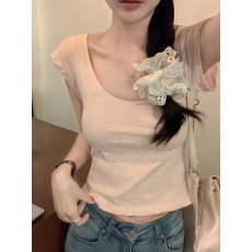 批发实拍170克竹节棉短袖t恤夏2026韩版<b class='q'>女装</b>纯色修身正肩短款圆领上衣