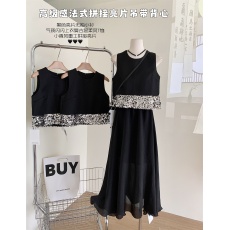 批发FEIMAO法式复古拼接亮片背心马甲女2024春<b class='q'>夏</b>新款博主风叠穿小衫