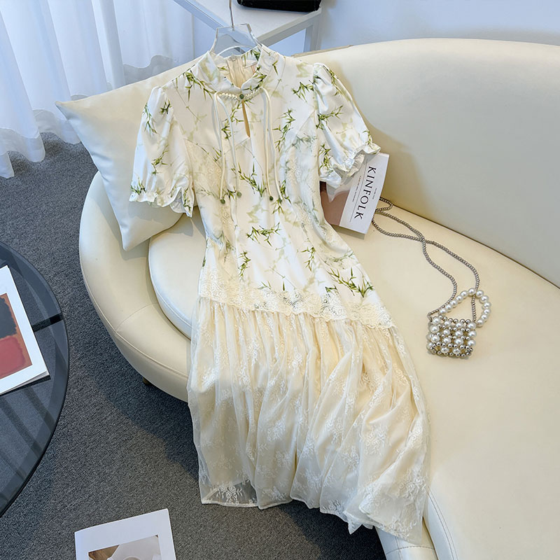 FA36326# 新中式国风素雅清冷感旗袍裙子年轻款现代风连衣裙仙气超仙森系 服裝批發女裝批發服飾貨源