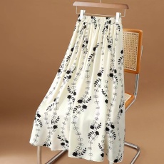 批发夏季高腰印花遮跨显瘦<b class='q'>中长款</b>a字大摆半身裙子女