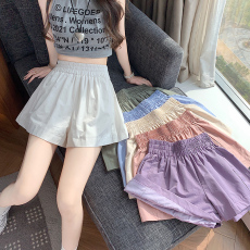 批发实拍2026新版网红辣妹高级洗水棉面料百搭高腰短裤 阔腿裤