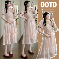 批发实拍 2026夏季新款新款薄纱短袖气质连衣裙