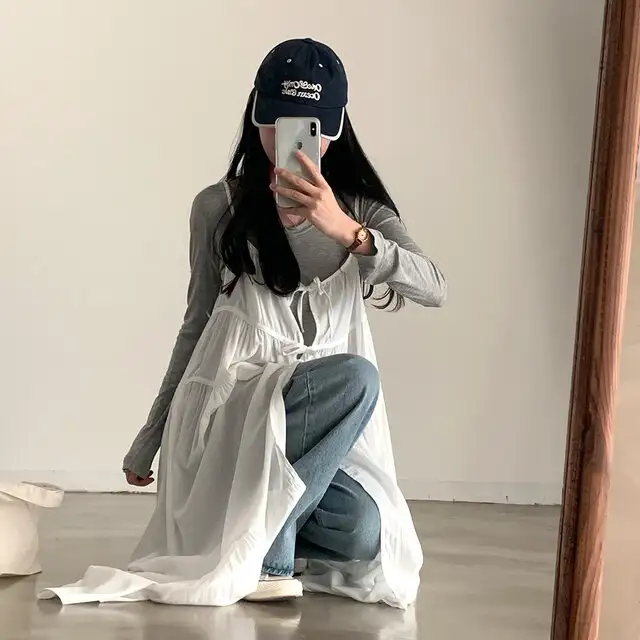 한국 스타일 블라우스 허리 밴드 원피스 상세 이미지 5