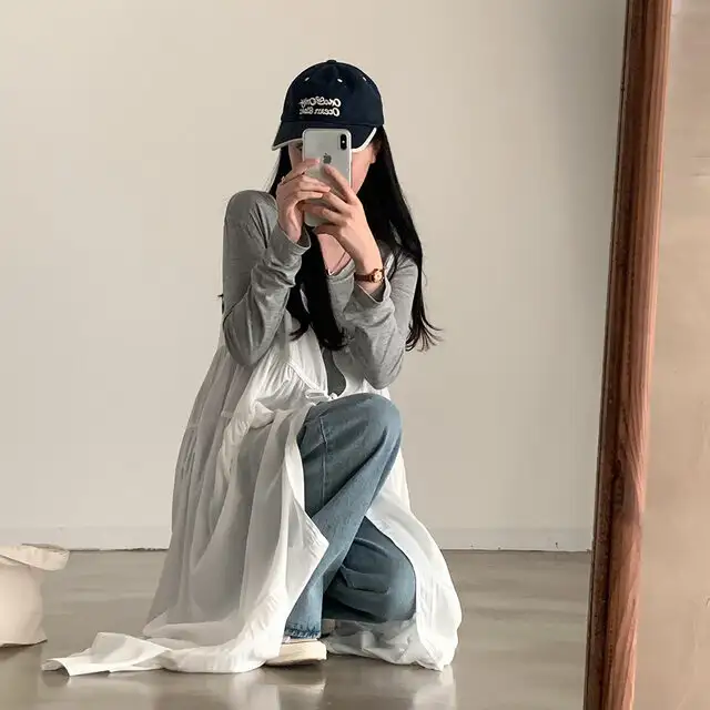 한국 스타일 블라우스 허리 밴드 원피스 상세 이미지 6