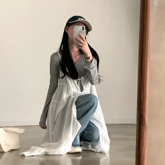 한국 스타일 블라우스 허리 밴드 원피스 상세 이미지 7