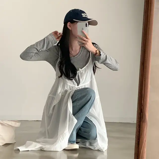 한국 스타일 블라우스 허리 밴드 원피스 상세 이미지 8