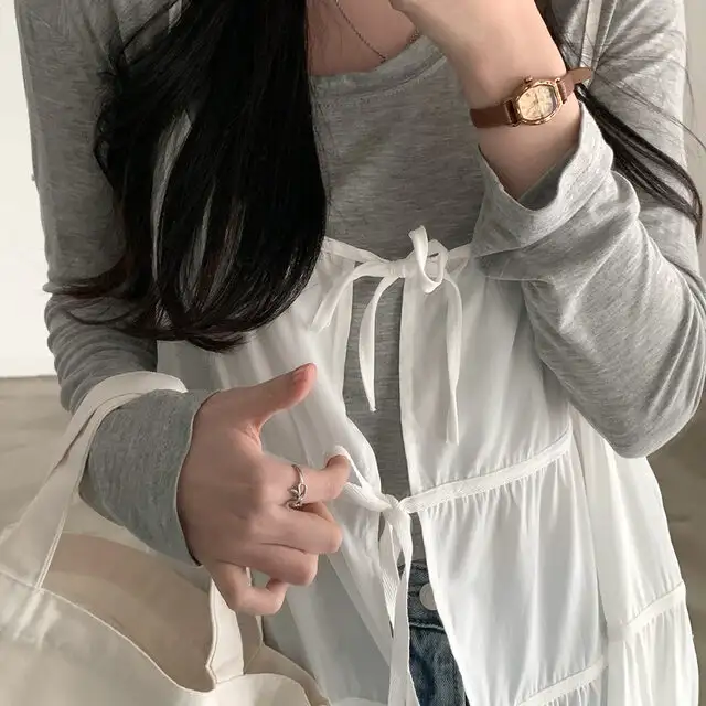 한국 스타일 블라우스 허리 밴드 원피스 상세 이미지 27