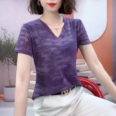 批发现货 2025夏季新款新中式国风女装短袖T恤<b class='q'>打底衫</b>弹力印花上衣潮