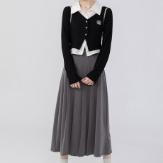 批发创峰TR哔叽面料夏秋季小个子<b class='q'>中长款</b>百褶裙高腰显瘦垂坠感a字长裙