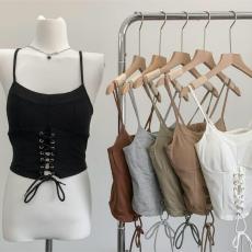 批发纯欲高级设计感交叉绑绳束腰吊带<b class='q'>背心</b>外<b class='q'>穿</b>短款<b class='q'>塑</b><b class='q'>身</b>抹胸上衣