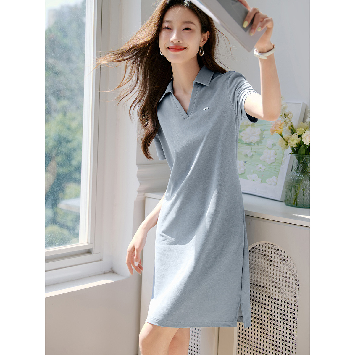 캐주얼 바람 POLO 칼라 미니멀리즘 다용도 드레스 2026 여름 새로운 드레스