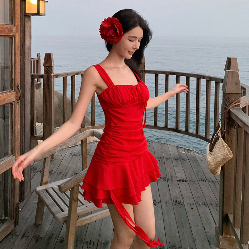 LN23335# 夏季显白不规则短裙海边度假小红裙连衣裙女 服裝批發女裝批發服飾貨源