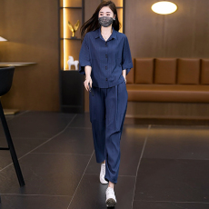 批发实拍2026新款短袖时尚休闲洋气大码显瘦上衣哈伦裤子两件<b class='q'>套装</b>