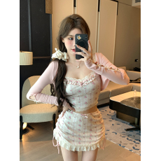 批发实拍实价 法式少女针织蕾丝弹力<b class='q'>运动</b>doll感两件套开衫吊带