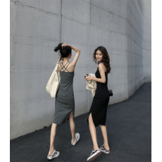 批发中长款吊带<b class='q'>连衣裙</b>夏季女开叉气质显瘦内搭<b class='q'>打底裙</b>子