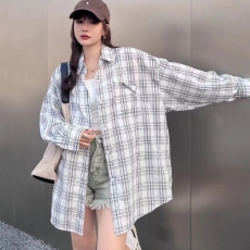 批发实拍韩版春季大码宽松格子防晒衣<b class='q'>外套</b>女显瘦原宿风大版衬衣衬衫