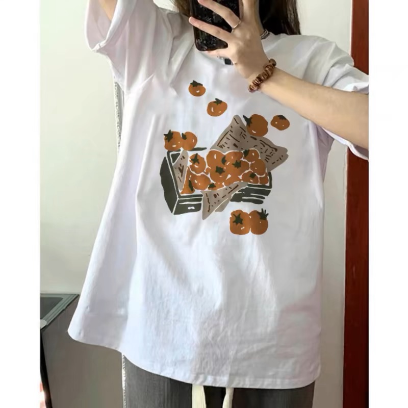 Pure cotton combed tight siro spun American retro short-sleeved T-shirt women's summer design niche