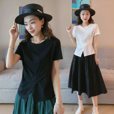 批发官图 欧洲站不规则短袖t恤上衣搭配半身裙子套装<b class='q'>女</b>2026夏季设计感