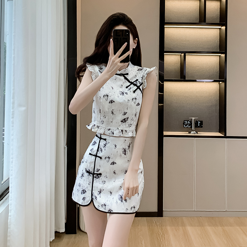 LN34159# 夏季新款时尚新中式套装裙 服裝批發女裝批發服飾貨源