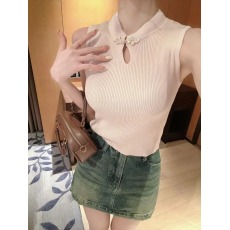 批发新中式针织吊带背心女夏季外穿小<b class='q'>西装</b>内搭镂空性感带胸垫打底上衣