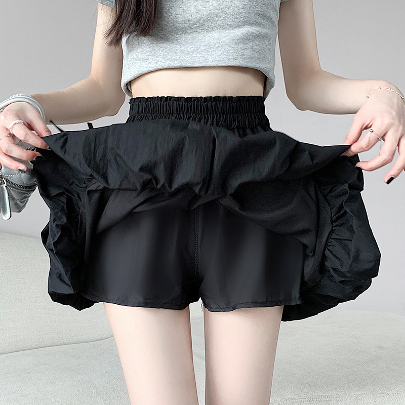 Real shot of cloud-like tutu skirt with high-waisted A-line bud pleated skirt for women 2024 new summer lantern skirt