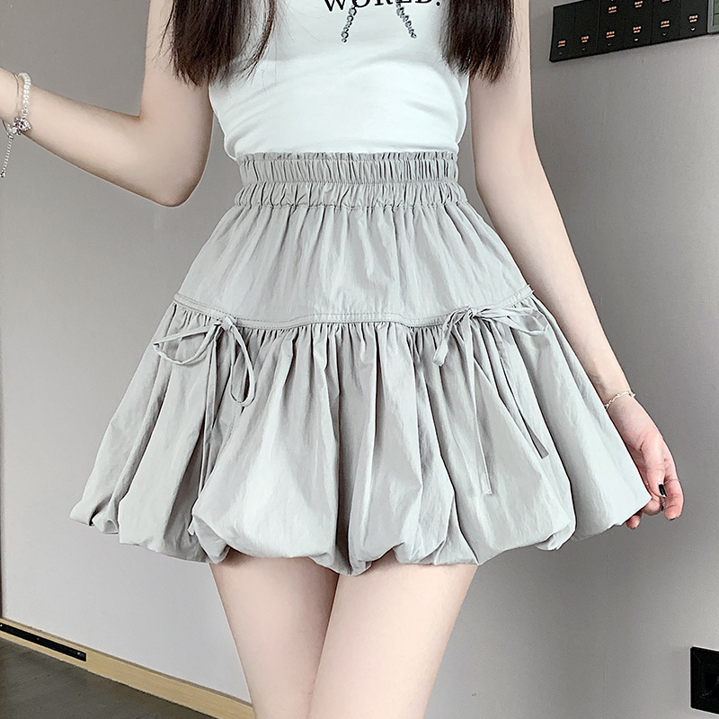 Real shot of cloud-like tutu skirt with high-waisted A-line bud pleated skirt for women 2024 new summer lantern skirt