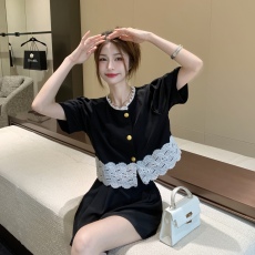 批发实价实拍名媛小香风短外套女设计感<b class='q'>蕾丝</b>花边拼接短袖上衣薄夏