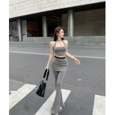 批发实拍 实价 高级感氛围性感吊带上衣蕾丝拼接<b class='q'>打底</b>裙裤两件套套装