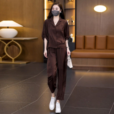 批发实拍2024夏季新款洋气大码女装套装胖MM时尚宽松显瘦<b class='q'>哈伦裤</b>两件套