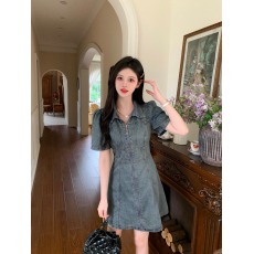 批发<b class='q'>大码</b>女装2026夏季新款气质显瘦收腰牛仔拉链连衣裙胖mm高级感短裙
