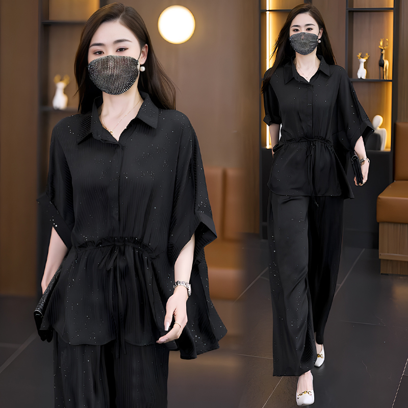 MY10024# 新款大码宽松套装夏款女装2025年时尚减龄洋气简约休闲两...