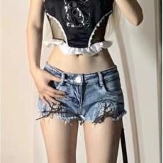 批发美式y2k辣妹水洗低腰绑带牛仔超短裤女夏季新款修身显瘦包臀热裤