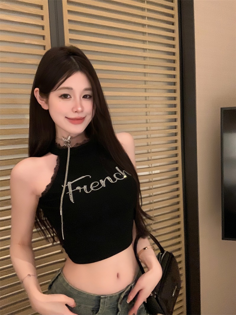 실사 정가 달콤함 연령 감소 레이스 핫픽스 알파벳 핫걸 몸매 가꾸기 조끼 여성 여름 새로운 민소매 맨위